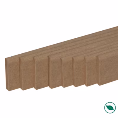 lot de 8 plinthes bord arrondi MDF brut 2200 x 80 x 14 mm