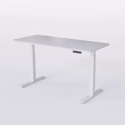 AUM WORLD Bureau Assis Debout Électrique, 160×70, DIY, 2 moteurs, 4 Mémoires, Hauteur 62-127cm, Charge 120kg, Blanc