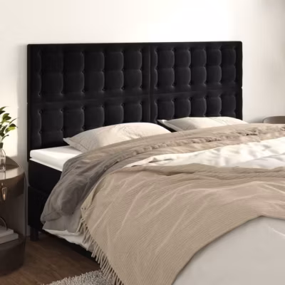 vidaXL Têtes de lit 4 pcs Noir 90x5x78-88 cm Velours3116828