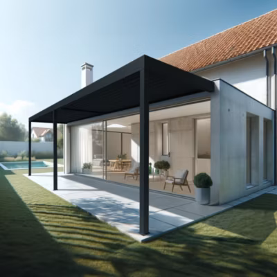 Pergola bioclimatique HELY 6,00×6,037m Vérin à télécommande (Gris anthracite)