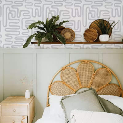 Papier peint adhésif jardin zen gris cendré en vinyle lavable et amovible – 1 rouleau 50×300 cm – Decochic