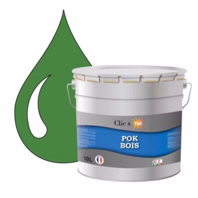 Peinture extérieure bois – Résistante aux intempéries POK BOIS – 10L – RAL 6017 – Vert Mai – Clic & Pok