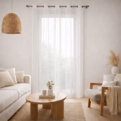 Voilage Fantaisie à 3 Armures (140×260 cm – Blanc)