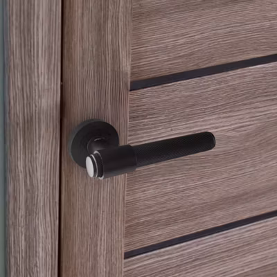 Poignées de porte sur rosace ronde noir mat industriel – Modèle Ema