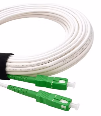Elfcam – Câble Fibre Optique SC-APC à SC-APC – 150m (Blanc), Jarretière Renforcée 9/125um, Blindé, Compatible Livebox