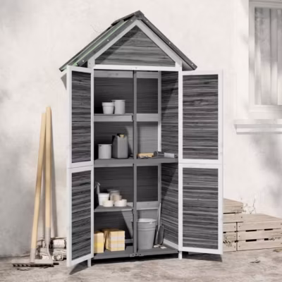 vidaXL Abri à outils de jardin gris 89×52,5×175 cm bois massif pin 172244