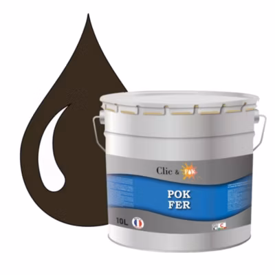 Peinture fer antirouille – Laque extérieure Semi-Brillante POK FER – 10L – RAL 8014 – Brun Sépia
