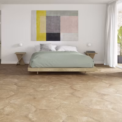 Grès Cérame Premium Format 56×48,5 Intérieur/Extérieur Parma Terra Hexagonal Effet Terre Cuite