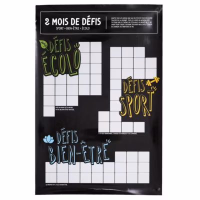 Carte à Gratter « 2 Mois de Défis » 40x60cm Noir