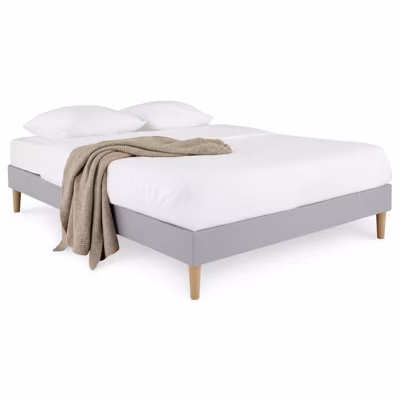Sommier tapissier BREST 160 x 200 cm revêtement tissu – Gris
