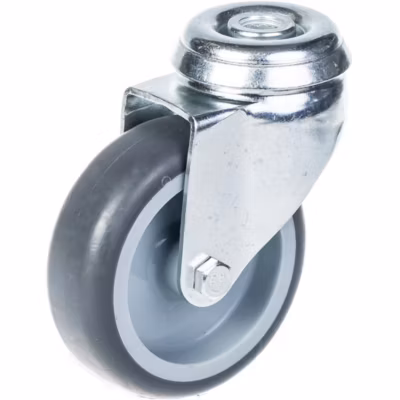 Roulette de 75 mm (3 pouces) à bandage en caoutchouc gris, pivotante, capacité de charge de 60 kg