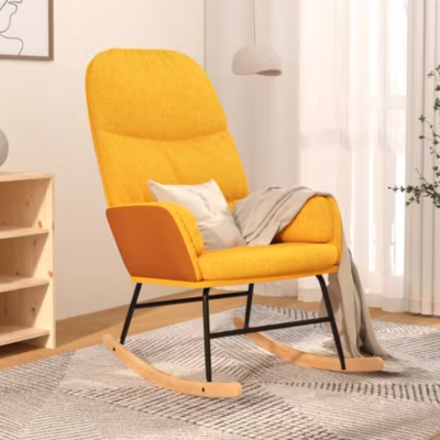 Prolenta Premium –  Chaise à bascule Jaune moutarde Tissu