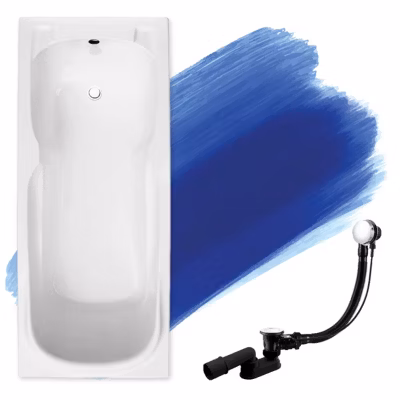 Baignoire rectangulaire 140 x 70 MAJKA acrylique blanc, sans Habillage + Pieds + Vidage à chromé