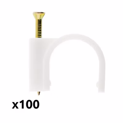 Lot de 100 crochets de fixation diamètre 6mm – Blanc – Zenitech