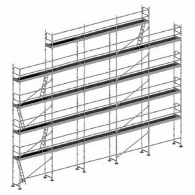 Echafaudage fixe de façade 180m² – Structure + Planchers + Plinthes + Lisses – DUO180-SPP