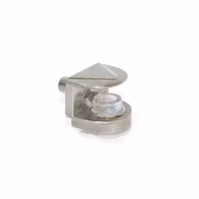 Emuca Support pour étagère en verre, D. 5 mm, Plastique et zamak, Nickelé, 50 ut.-