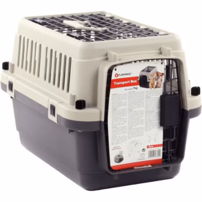 Cage de transport Neto XS 33 par 50 par 33 cm grise pour chien max 7 kg
