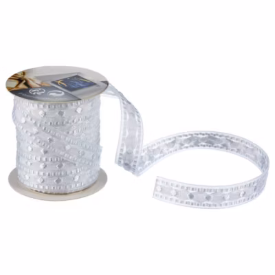 Ruban tissé 10mm l.3 m polyester- Blanc- Atmosphera