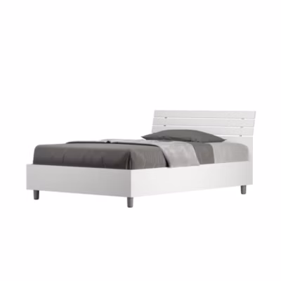 Lit sans sommier Tête de lit inclinée 120×190 à lattes Ankel en frêne blanc
