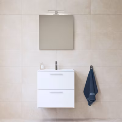 Vitra  Mia ensemble meuble préassemblé 59x61x39,5 cm avec miroir, lavabo et éclairage LED, Blanc brillant (MIASET60B)