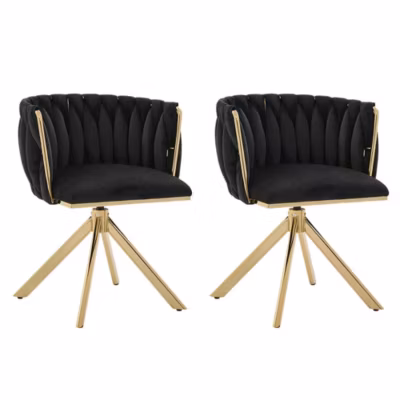 2 Fauteuils Pivotants  – Velours, Structure Métallique