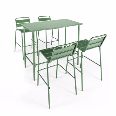 Table haute de jardin en métal vert cactus 120 cm Palavas  Oviala