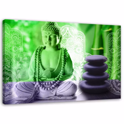 Tableau sur toile, Bouddha Vert Spa Zen 60×40 cm
