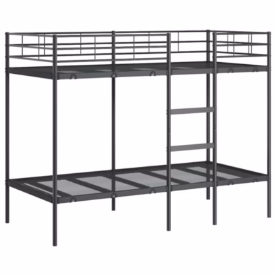 Cadre de lit, Lit superposé sans matelas noir 90×200 cm acier