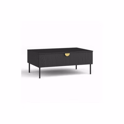 Table basse noire et poignée dorée avec clapet – Collection MONDO