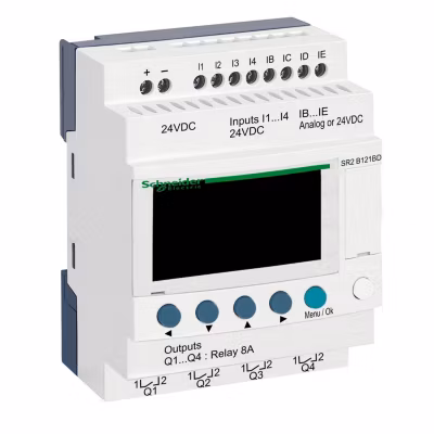 Sr2b121bd Schneider – Automate Zelio Logic – Relais Intelligent 12 E/s 24vcc – Horloge + Afficheur