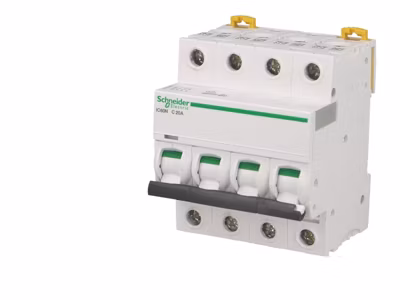 Disjoncteur modulaire tétrapolaire Schneider Acti9 iC60N 32A courbe C