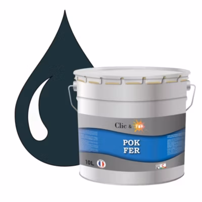 Peinture fer antirouille – Laque extérieure Semi-Brillante POK FER – 10L – RAL 5001 – Bleu Vert