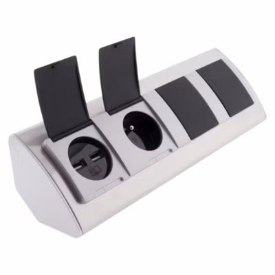 Multiprise d&rsquo;angle à clapets 3 prises + 2 USB