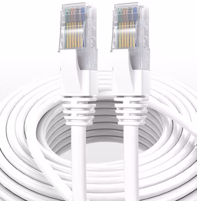 Elfcam – Câble Ethernet RJ45 Cat 7 SFTP 3m (Rond Blanc), 10Gbps, 600MHz, Cuivre, Anti-Interférences