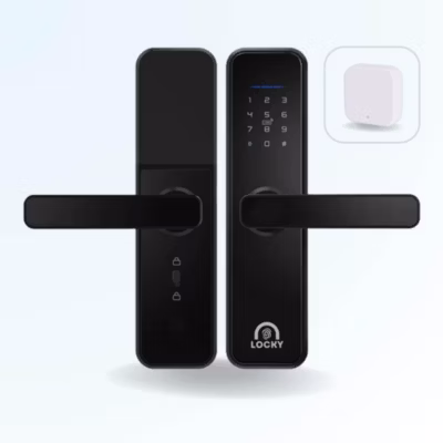 Pack serrure connectée locky-1 à code, badge et bluetooth + passerelle wifi