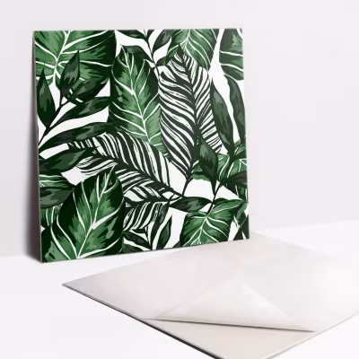 Carreaux vinyle Tulup 30×30 cm Feuilles vertes 9 pcs