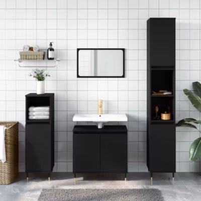 Armoire de salle de bain-Meuble de salle de bain noir 58x33x60 cm bois d&rsquo;ingénierie 996356