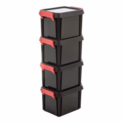 Iris Ohyama, Petites Boîtes de Rangement plastique, 2L, Lot de 4, Noir, MBX-2