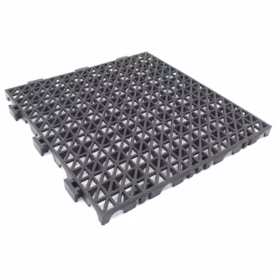 Lot 4 dalles PVC renforcé (Gris Foncé, 33x33x2cm). Piscines, garages, zones humides, accès véhicules, stations de lavage auto
