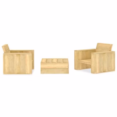vidaXL Salon de Jardin 3 pcs Meubles de Terrasse Mobilier de Patio Meubles d&rsquo;Extérieur Mobilier de Jardin Arrière-cour Bois 305320