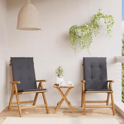vidaXL Chaises de jardin inclinables 2pcs et coussins bois massif teck 3196433