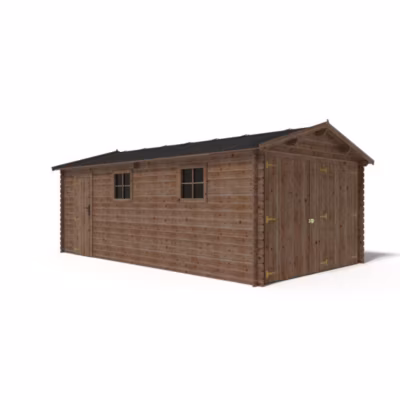Garage en bois – 21m2 – 3.5x6m – imprégné – Ep. 28mm – couleur: marron – GAR20