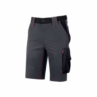 Bermuda de travail MERCURY Grey Fucsia – slim fit, poches multifonctions, zip YKK