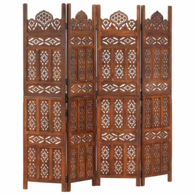 Cloison de séparation 4 panneaux Marron 160x165cm Bois manguier vidaXL