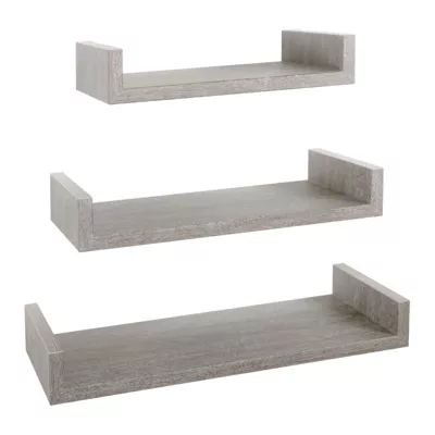 Ensemble de 3 étagères murales design en chêne gris, 60 x 8 cm x 23,7 cm, 50 x 8 cm x 23,7 cm et 40 x 8 cm x 23,7 cm – Maxi Magnet