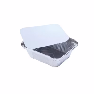 100 Barquettes Moules Operculables en Aluminium 450 ml 147 x 122 x 40 mm avec Couvercle en Carton Blanc Alu – D-Work