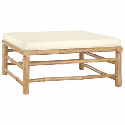 vidaXL Salon de jardin 6 pcs avec coussins blanc crème Bambou