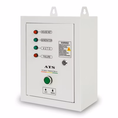 EBERTH ATS commutateur de transfert automatique 3 phases jusqu&rsquo;à 15kW, 400V tension de service, câble de commande 1,5m ATS inclus