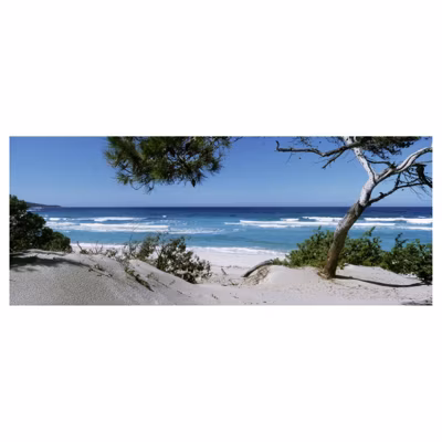 Brise vue imprimé paysage mer CORSICA, H.2 x L.5 m, 100% occultant, Made in France par Scenolia + kit de fixation offert