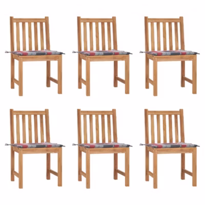 Chaises de jardin lot de 6 avec coussins Bois de teck massif vidaXL